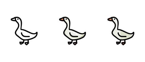 Outline and colored symbols of a goose vector