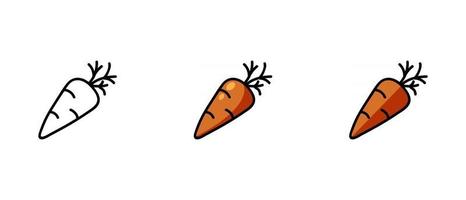 contorno y símbolos de colores de zanahorias vector