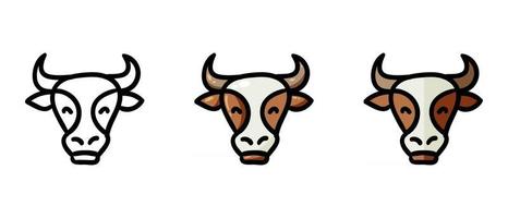 Outline and colored symbols of a cow vector