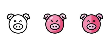 Outline and color symbols of a pig vector