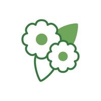 cute flowers with leaves icon vector