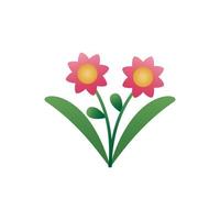 cute flowers with leaves icon vector