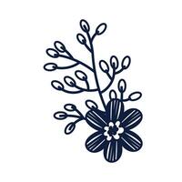 beautiful flower with leaves decoration vector