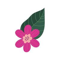 beautiful flower with leaves decoration vector