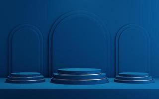 3d background for mock up podium for product presentation, blue background, 3d rendering photo