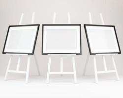 3d rendering of white easel with picture frame photo