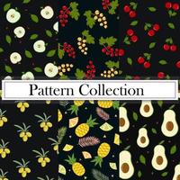 A fruity summer pattern on a black background vector