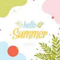 Hello summer square card, vector illustration