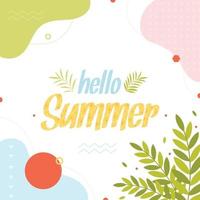 Hello summer square card, vector illustration