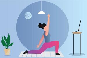 Girl workout at home vector