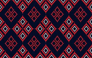 Red white diamond shape fabric pattern on dark blue vintage seamless background vector illustration