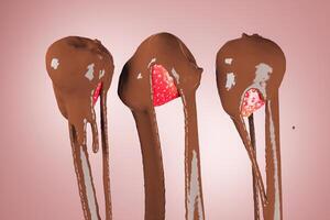 closeup of strawberries with chocolate photo