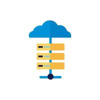 cloud computing with server flat style vector