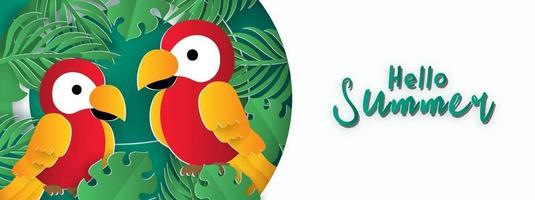 banner de verano con flamencos tropicales y elementos de verano. vector