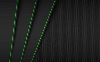 Black and grey modern material design with polygonal pattern and green stripes. Overlap paper, corporate template for your business, vector abstract widescreen background