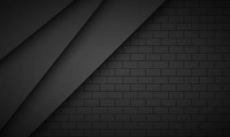 Dark black abstract overlap layers background with brick pattern. Simple vector illustration. Modern material design