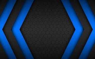 Black and blue overlap arrows abstract background with polygonal pattern. Modern material design. Widescreen background vector