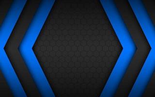 Black and blue overlap arrows abstract background with polygonal pattern. Modern material design. Widescreen background vector