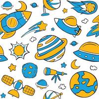 Space Seamless Pattern in Flat Design Style vector