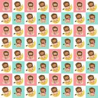 Seamless pattern with cute lion vector