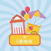 fun fair carnival ticket booth and ice cream recreation entertainment vector