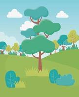 landscape trees field bushes foliage nature greenery image vector