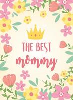 happy mothers day, flowers floral crown decoration background vector