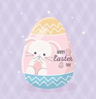 happy easter drawing of rabbit in egg decoration celebration vector