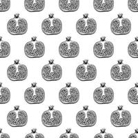 Seamless pattern with hand drawn fruits pomegranate elements. Vegetarian wallpaper. For design packaging, textile, background, design postcards and posters. vector