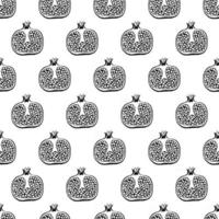 Seamless pattern with hand drawn fruits pomegranate elements. Vegetarian wallpaper. For design packaging, textile, background, design postcards and posters. vector