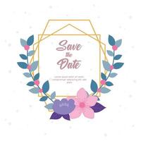 flowers wedding, save the date, invitation card flowers nature leaves vector