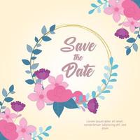 flowers wedding, save the date, flowers leaves nature label vector