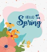 happy spring flowers leaves foliage color spots decoration vector