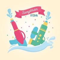 songkran festival plastic water guns splash vector