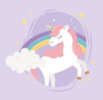 unicornios arcoíris nubes estrellas ornamento fantasía magia sueño lindas dibujos animados vector