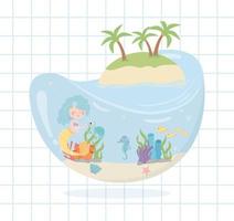 island mermaid seahorse starfish coral under the sea vector