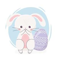 happy easter cute rabbit with purple egg decoration celebration vector