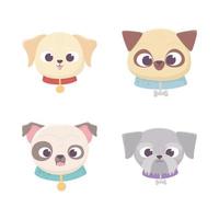 caras lindas perro diferente pedigrí animal doméstico de dibujos animados, mascotas de colección vector