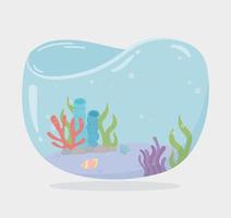 algae reef shellsea water tank for fishes under sea cartoon vector