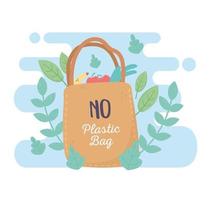 sin bolsa de plástico mercado medio ambiente ecología vector