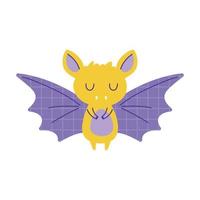 bat with grid wings animal cartoon doodle color vector