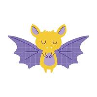 bat with grid wings animal cartoon doodle color vector