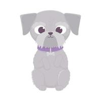 cute dog sitting domestic cartoon animal, pets vector