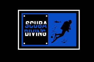 scuba diving color blue and white vector