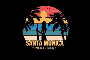 santa monica paradise island color orange yellow and blue green vector