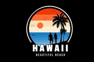 hawaii beautiful beach color orange white and blue vector