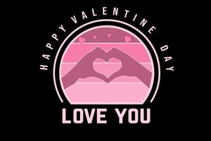 happy valentine day love you color pink vector