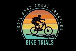 sendero camino gran aventura senderos para bicicletas color naranja amarillo y verde vector