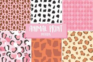animal skin print pattern, different texture seamless repeating vector