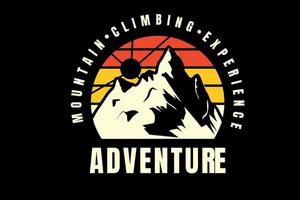 mountain climbing experience adventure color orange yellow and light yellow vector